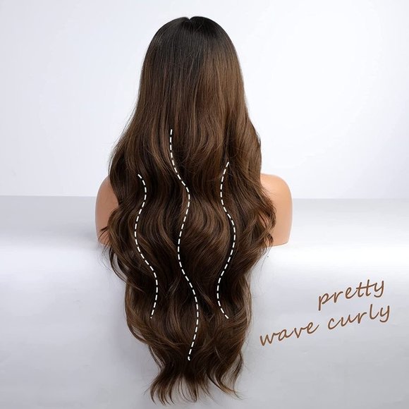 Dark Roots Brown Lace Front Wig - Picture 2 of 4